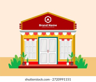Estilo de diseño plano de la tienda con aspecto simple y moderno