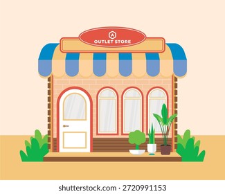 Estilo de diseño plano de la tienda con aspecto simple y moderno