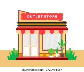 Estilo de diseño plano de la tienda con aspecto simple y moderno