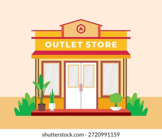 Estilo de diseño plano de la tienda con aspecto simple y moderno