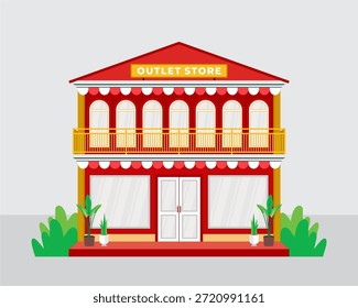 Estilo de diseño plano de la tienda con aspecto simple y moderno