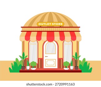Estilo de diseño plano de la tienda con aspecto simple y moderno