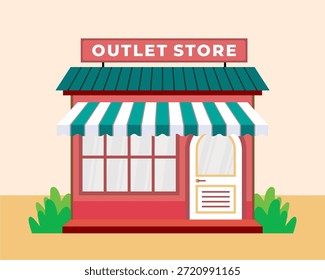 Estilo de diseño plano de la tienda con aspecto simple y moderno