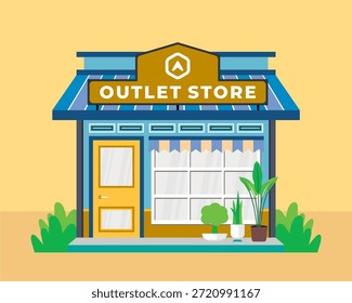 Estilo de diseño plano de la tienda con aspecto simple y moderno