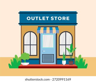 Estilo de diseño plano de la tienda con aspecto simple y moderno