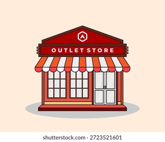 Flat design style of shop with simple and modern looks