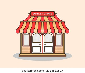 Estilo de diseño plano de la tienda con aspecto simple y moderno