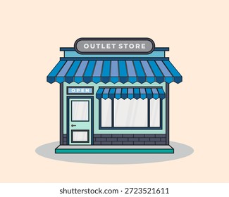 Flat design style of shop with simple and modern looks
