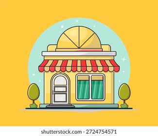 Estilo de diseño plano de la tienda con aspecto simple y moderno