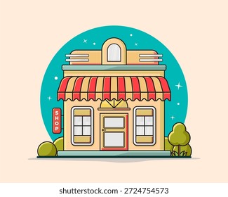 Estilo de diseño plano de la tienda con aspecto simple y moderno