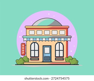 Estilo de design plano da loja com aparência simples e moderna