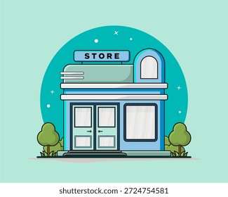 Flat design style of shop with simple and modern looks