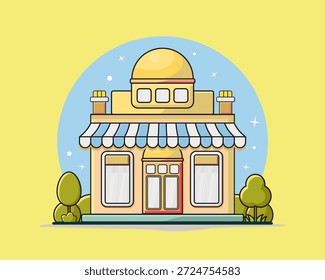 Estilo de diseño plano de la tienda con aspecto simple y moderno