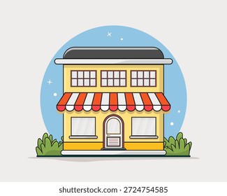 Flat design style of shop with simple and modern looks