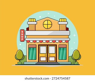 Estilo de design plano da loja com aparência simples e moderna