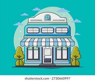 Estilo de diseño plano de la tienda con miradas simples y modernas