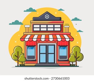 Estilo de diseño plano de la tienda con miradas simples y modernas