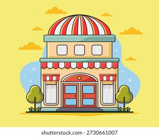 Estilo de diseño plano de la tienda con miradas simples y modernas