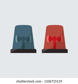 flat design style with simple Emergency vehicle lighting clean icon isolated vector or symbol. red & blue flashing light cartoon for Police, ambulance, or Firefighters siren sign.