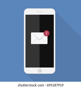 Flat  Design style  the smartphone with e-mail application on screen  ,vector design Element illustration