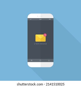 Estilo de diseño plano smartphone o tablet con aplicación de correo electrónico en pantalla , ilustración de elemento de diseño vectorial