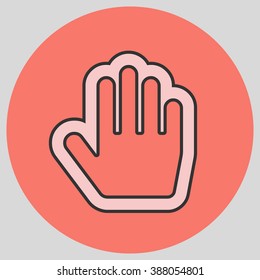 Flat design style. Stop hand. Mouse Stop Hand For Computer Screen. Hand gesture. Vector illustration with pantone colors of the year 2016 Rose Quartz and Peach Echo.