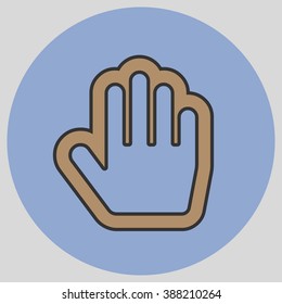 Flat design style. Stop hand. Mouse Stop Hand For Computer Screen. Hand gesture. Vector illustration with pantone colors of the year 2016 Iced Coffee and Serenity.
