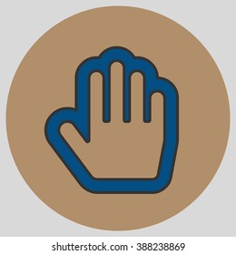 Flat design style. Stop hand. Mouse Stop Hand For Computer Screen. Hand gesture. Vector illustration with pantone colors of the year 2016 Snorkel Blue and Iced Coffee.