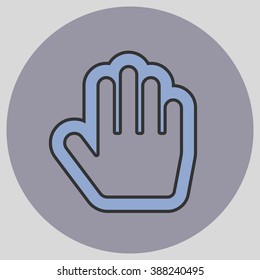 Flat design style. Stop hand. Mouse Stop Hand For Computer Screen. Hand gesture. Vector illustration with pantone colors of the year 2016 Serenity and Lilac Grey.