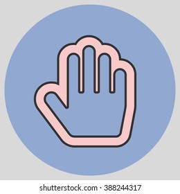 Flat design style. Stop hand. Mouse Stop Hand For Computer Screen. Hand gesture. Vector illustration with pantone colors of the year 2016 Rose Quartz and Serenity.