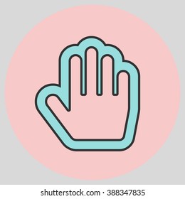 Flat design style. Stop hand. Mouse Stop Hand For Computer Screen. Hand gesture. Vector illustration with pantone colors of the year 2016 Limpet Shell and Rose Quartz.