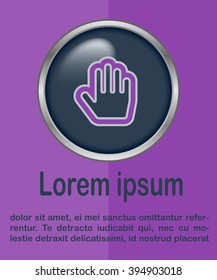 Flat design style. Stop hand. Mouse Stop Hand For Computer Screen. Hand gesture.