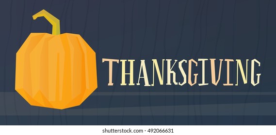 Flat design style Thanksgiving Day aAutumn design. Typography posters with pumpkin silhouette and text. Vector illustration EPS10