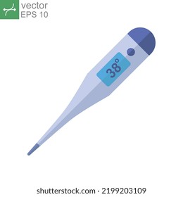 Flat Design Style Thermometer Symbol. Medizinisches Digitalthermometer aus Glas für Fiebermessung. Logo-Piktogramm für Medizin und Gesundheitswesen Vektorgrafik-Design auf weißem Hintergrund. EPS10