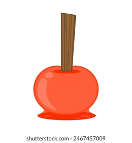 Ilustración vectorial de manzana toffee de estilo de diseño plano