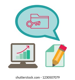Flat design style vector illustration concept of key unlock or open folder symbol icon keyhole .