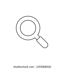 Flat design style vector illustration of magnifying glass or magnifier symbol icon on white background. Black outlines.
