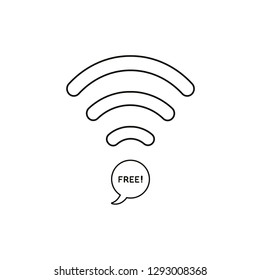 Flat design style vector illustration concept of wifi symbol with blue speech bubble icon and free text on white background. Black outlines.