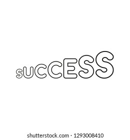 Flat design style vector illustration concept of letter stairs symbol icon with success text on white background. Black outlines.