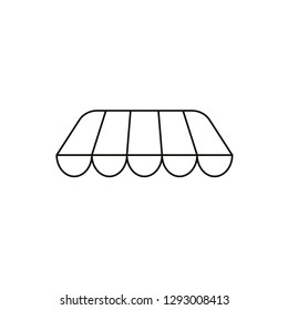 Flat design style vector illustration of awning symbol icon without shop or store building on white background. Black outlines.