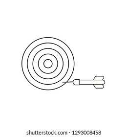 Flat design style vector illustration concept bullseye with dart icon in the side on white background. Black outlines.