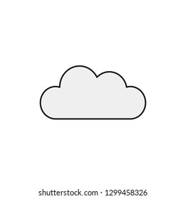 Flat design style vector illustration of cloud symbol icon on white background. Colored, black outlines.
