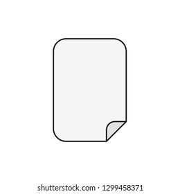 Flat design style vector illustration of blank paper symbol icon on white background. Colored, black outlines.