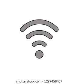 Flat design style vector illustration of wifi symbol icon on white background. Colored, black outlines.