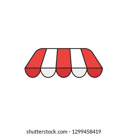Flat design style vector illustration of awning symbol icon without shop or store building on white background. Colored, black outlines.