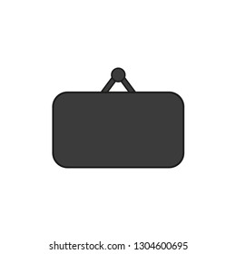 Flat design style vector illustration of blank hanging sign symbol icon on white background. Colored, black outlines.