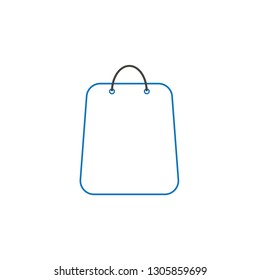Flat design style vector illustration of shopping bag symbol icon on white background. White and colored outlines.