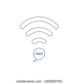 Flat design style vector illustration concept of wifi symbol with blue speech bubble icon and free text on white background. White and colored outlines.