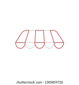 Flat design style vector illustration of awning symbol icon without shop or store building on white background. White and colored outlines.