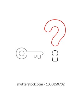 Flat design style vector illustration concept of question mark with key and keyhole symbol icon on white background. White and colored outlines.
